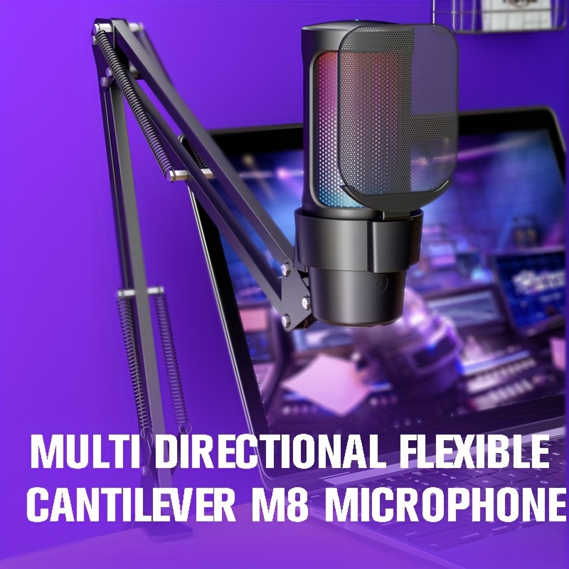 Rgb Usb Condenser Microphone Cardioid Gaming Mic Sf 666r - Temu