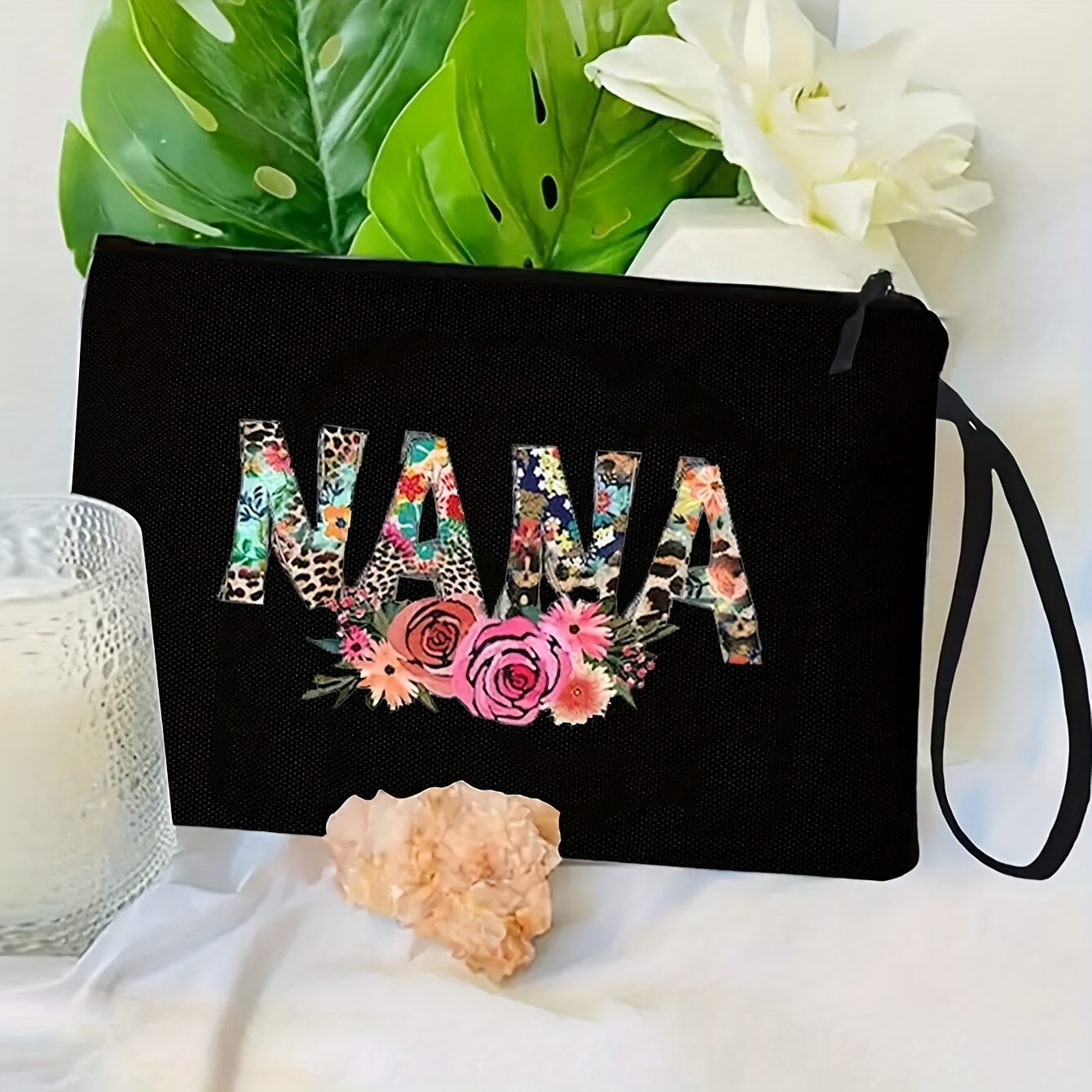 

Nana Letter Print Makeup Bag, Portable Comestic Storage Pouch, Toiletry Wash Organizer & Gift Bag