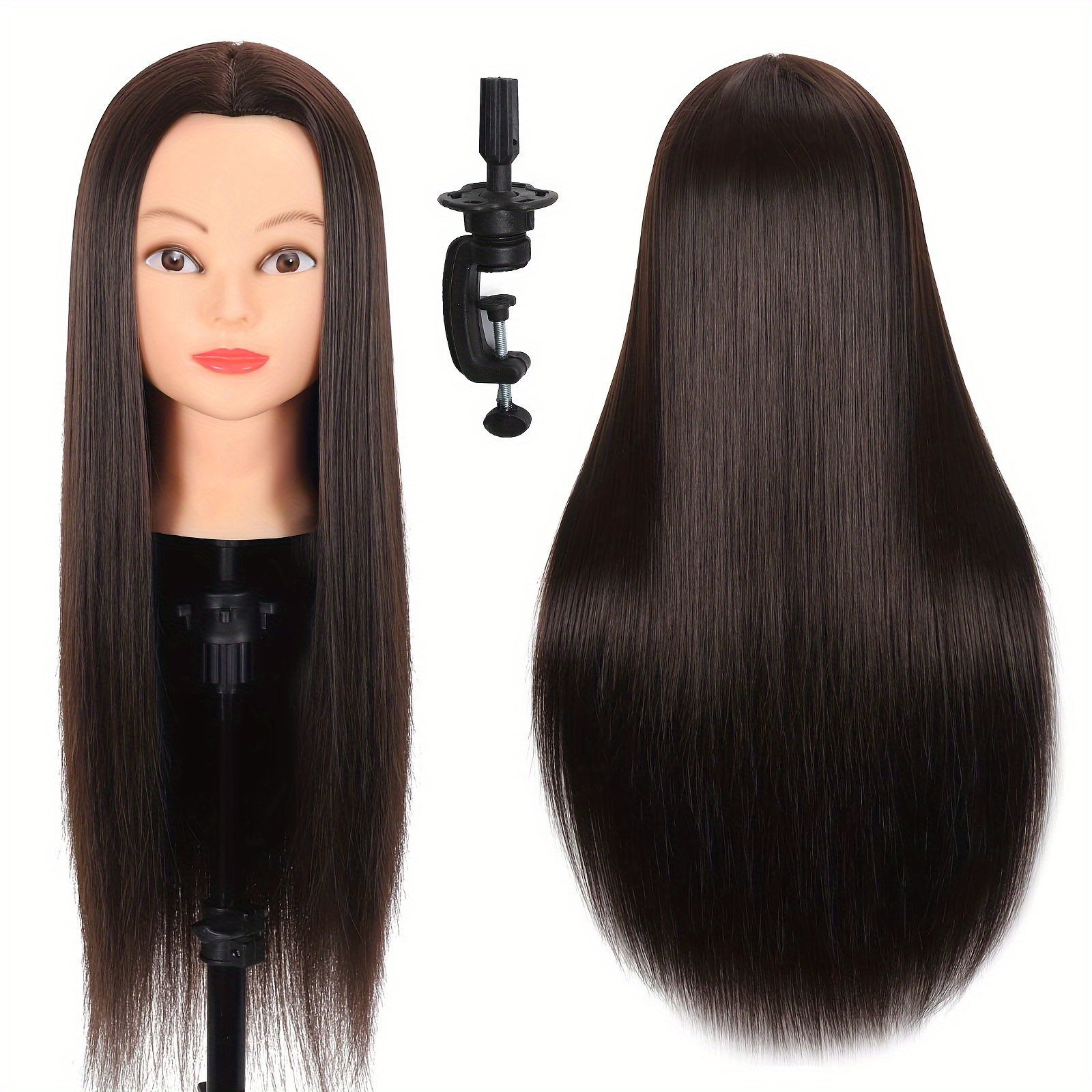 

Mannequin Head With Hair Training Head With Free Clamp Stand Manikin Cosmetology Hairdressing Doll Head For Braiding Cutting Styling