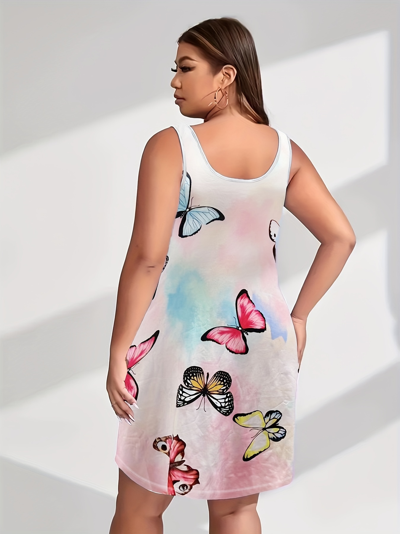 Butterfly Tie Dye Lace Panel Loungewear Dress