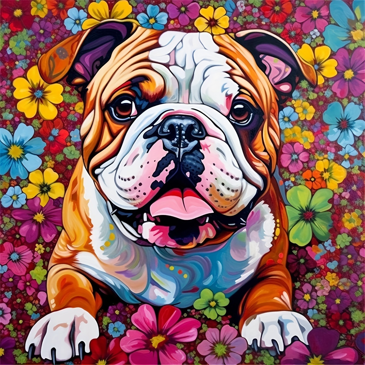 Flower Puppy 5d Diy Diamond Painting Full Round Cross Stitch Set Frameless  Rhinestone Decor Gift Birthday