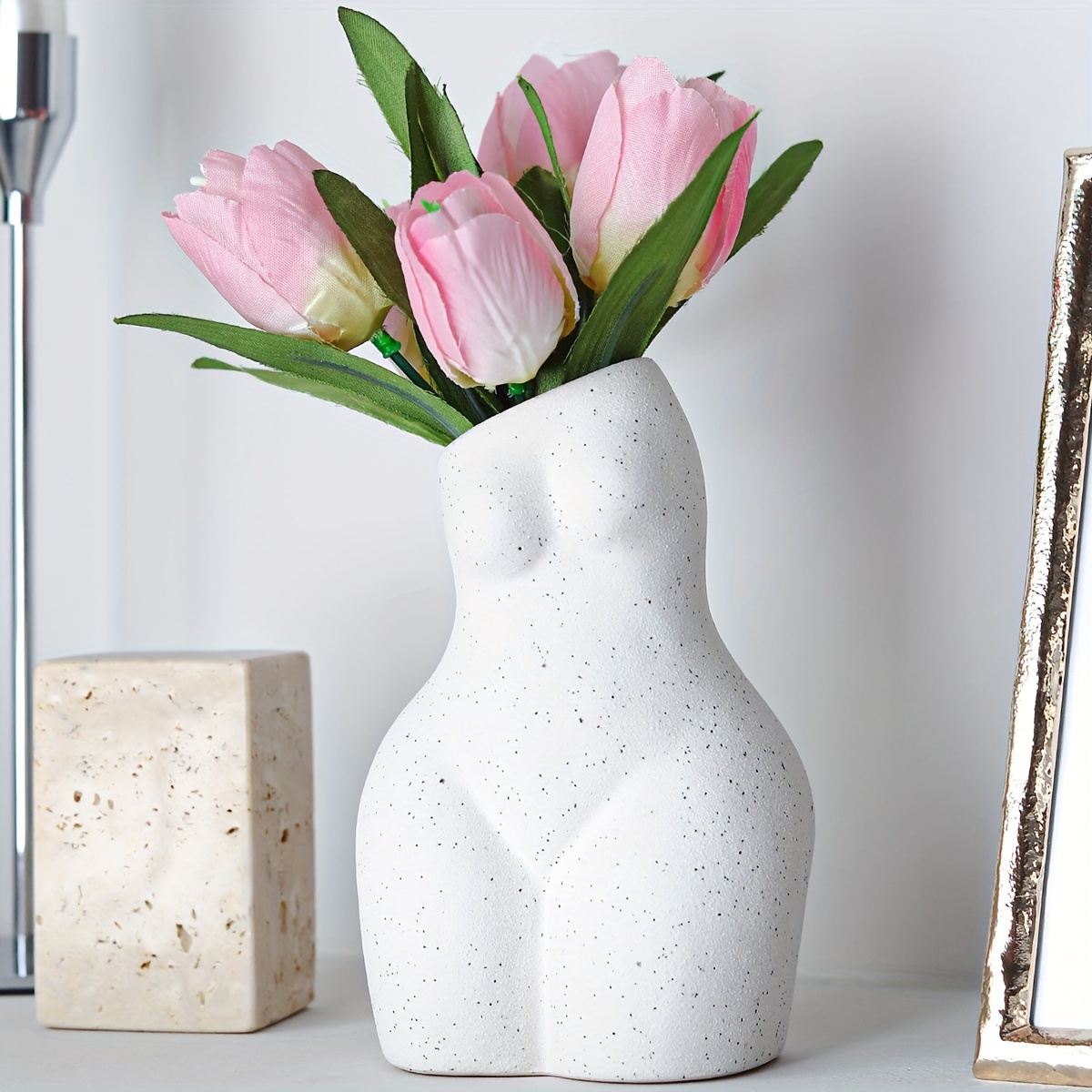 Vasi decorativi interno moderni Moderna ceramica bianca coperta vaso di  fiore, decorativo floreale moderna Vasi for la decorazione domestica,  sveglio Handmade vaso di fiore, ideale regalo pronto for M : : Casa