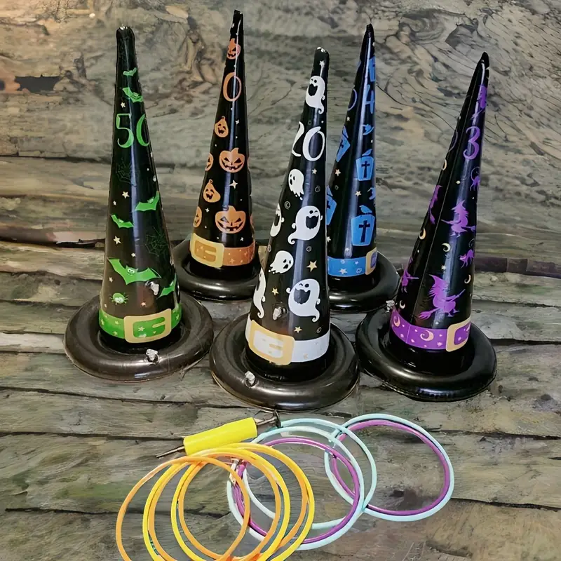 halloween ring toss game 1 inflatable witch hat with 10 plastic rings and pump super fun halloween games for kids adults party supplies christmas halloween thanksgiving gift details 1