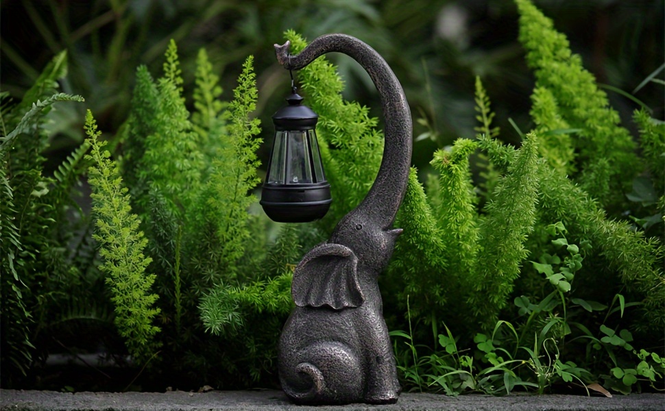 Outdoor Sculpture Figurine Statue Elephant Light Solar - Temu