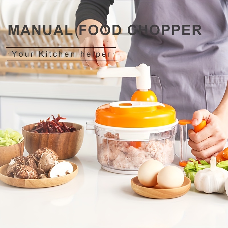  Manual Food processor - Hand Vegetable chopper - Food Chopper  Handheld - Hand Crank Food Processor - Food Chopper Manual Hand - Garlic Chopper  Manual - Manual Onion Chopper - Mix - Quick - Maker: Home & Kitchen