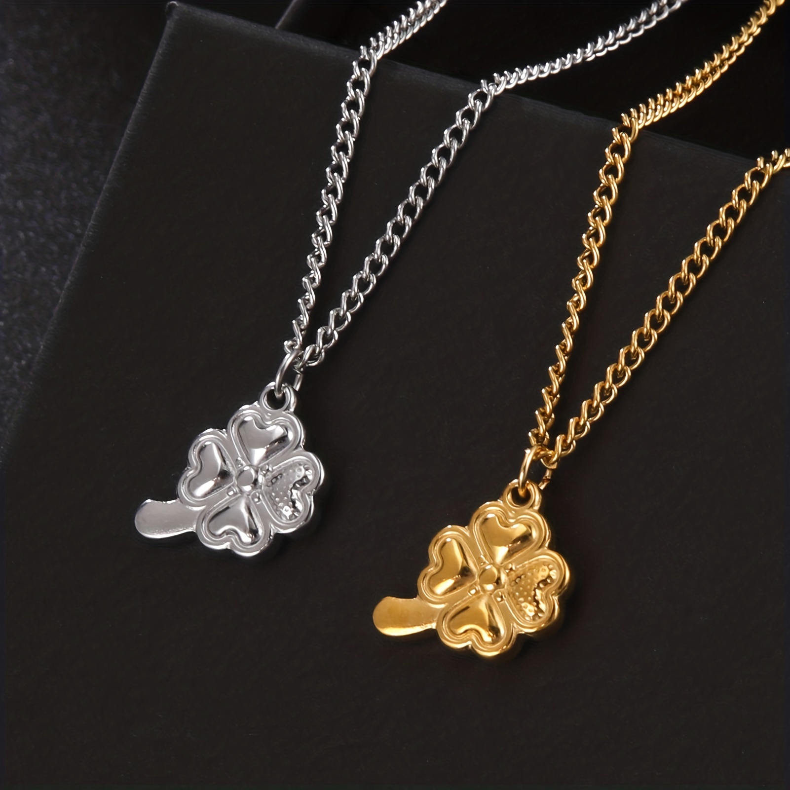 Four Leaf Clover Necklace Mens Necklace 18K Gold Lucky -  UK