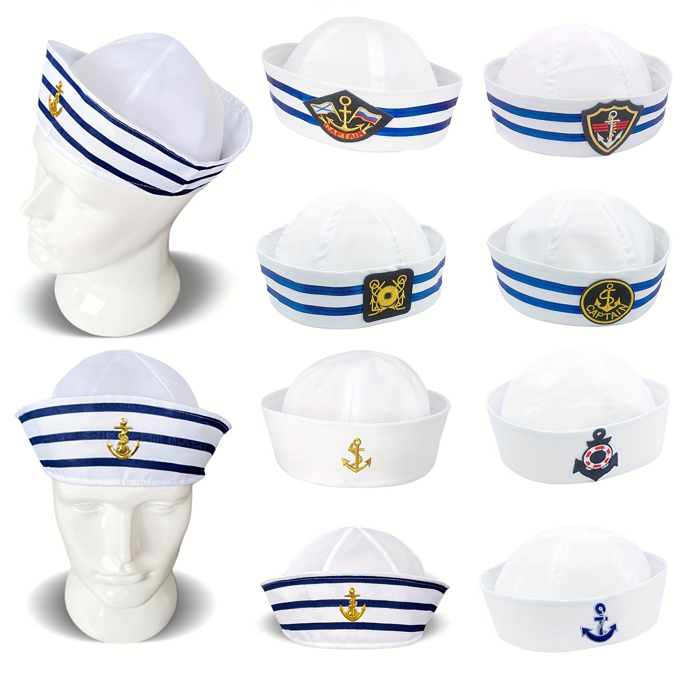 White Sailor Hat Clothing Accessories Sailor Halloween - Temu