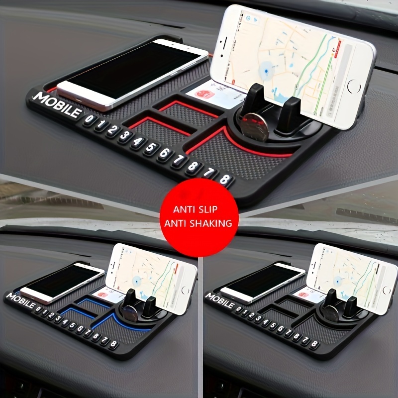 

Silicone Car Dashboard Mat With Phone Holder, Anti-slip Vehicle Dock With Mobile Support And Parking Number Plate, Multifunctional Non-shaking Navigational Bracket For Automotive Interior Accessories