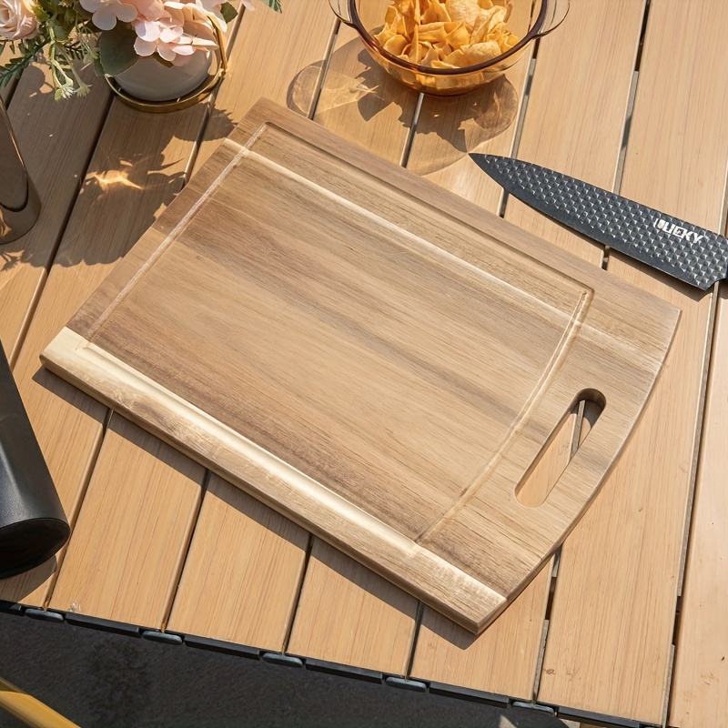 1pc acacia wood rectangular cutting board wooden cutting board household cutting board with slot wooden vegetable board solid wood steak board details 3