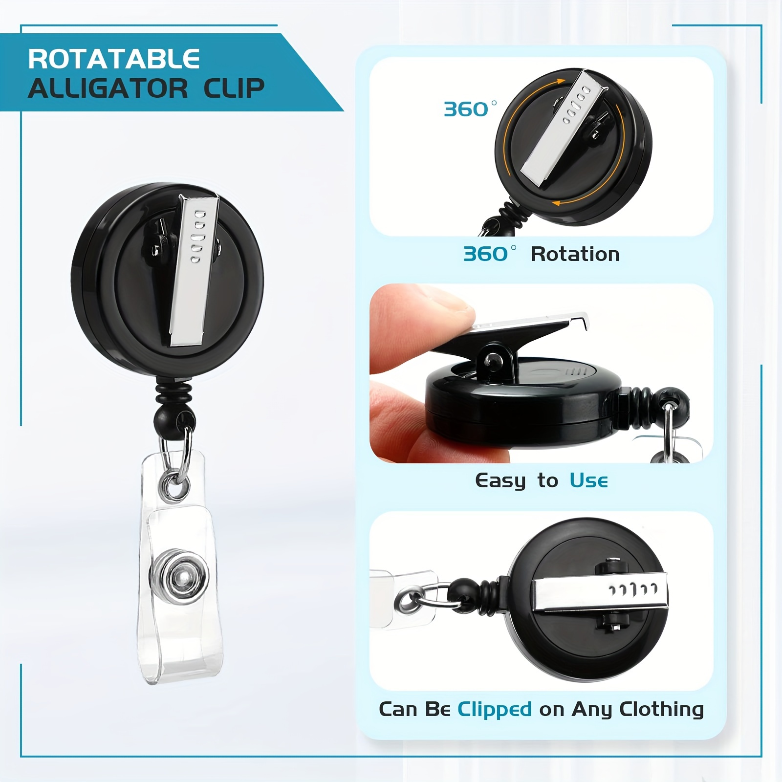 2pcs Retractable ID Name Badge Holder Reels Black and White Retractable Badge Reels with Alligator Swivel Clip,Flower,Bank,Cartoon,Heart,Rose,Candy