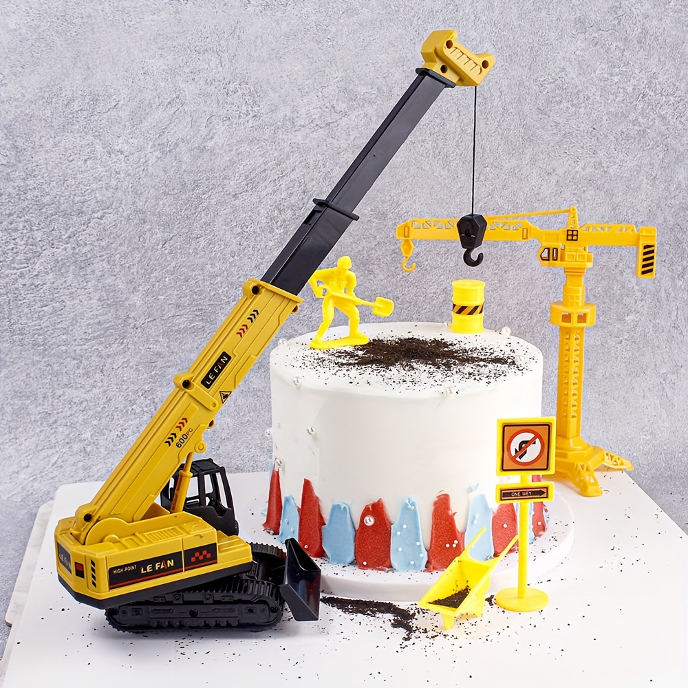 Construction Vehicle Cake Topper Set Construction Crane Toy - Temu