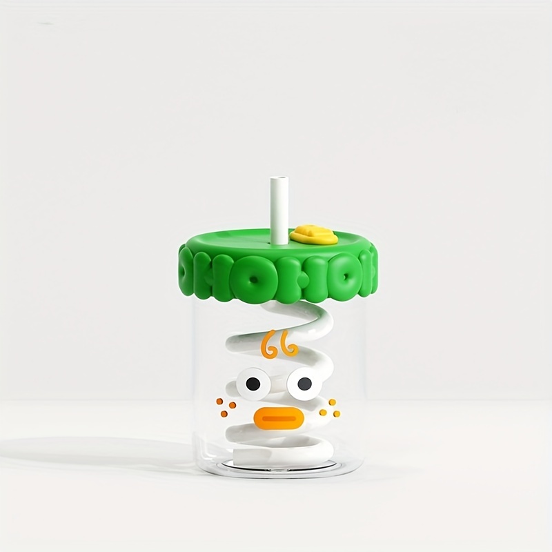 Straw Tea Cup Cartoon Portable Glass Cup Coffee Cup Water Cup Cute