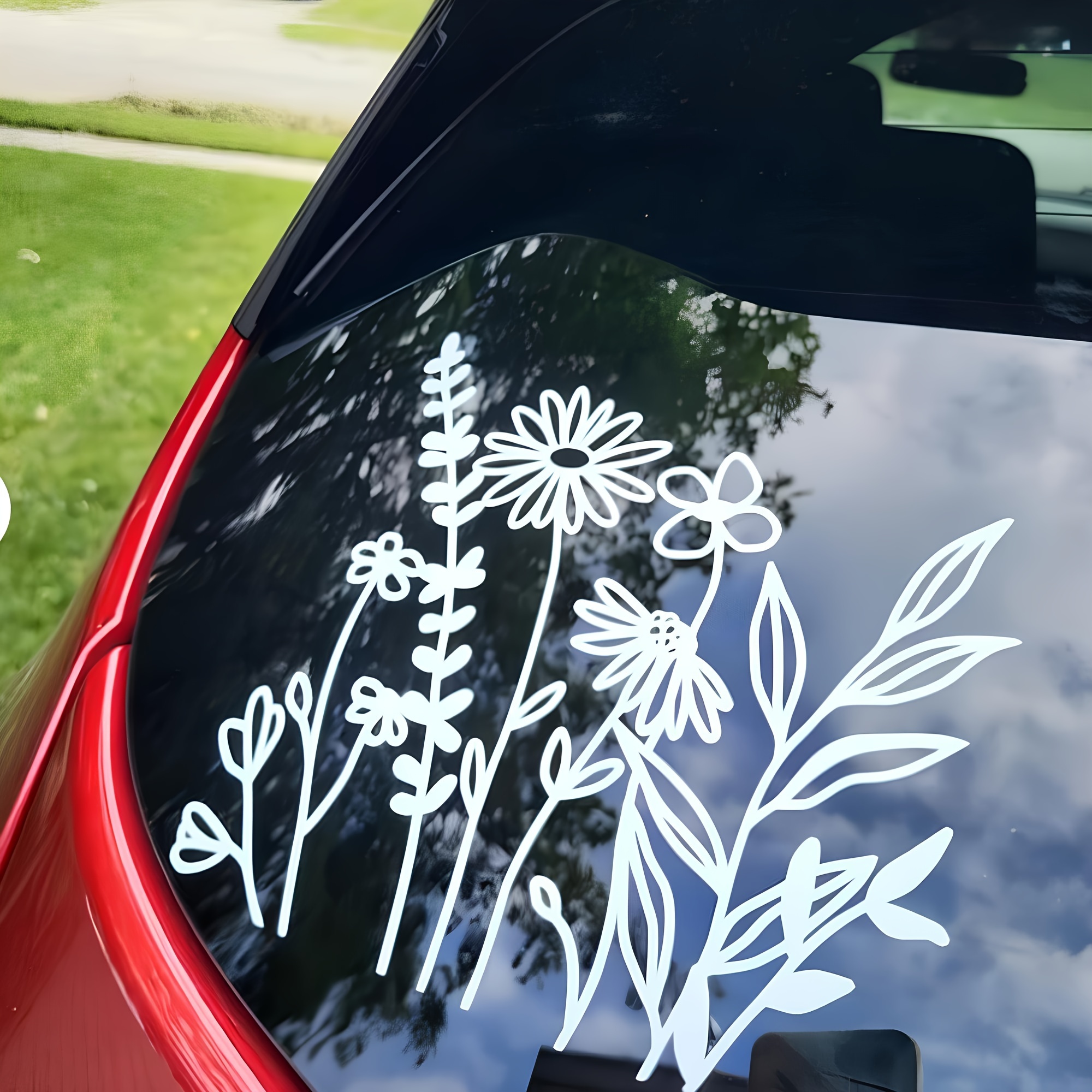 

Decals Waterproof camping Plant Wild Flowers Stickers For Window Back laptop Luggage Tuning Auto accessories Gloss Car Sticker Decal For Women