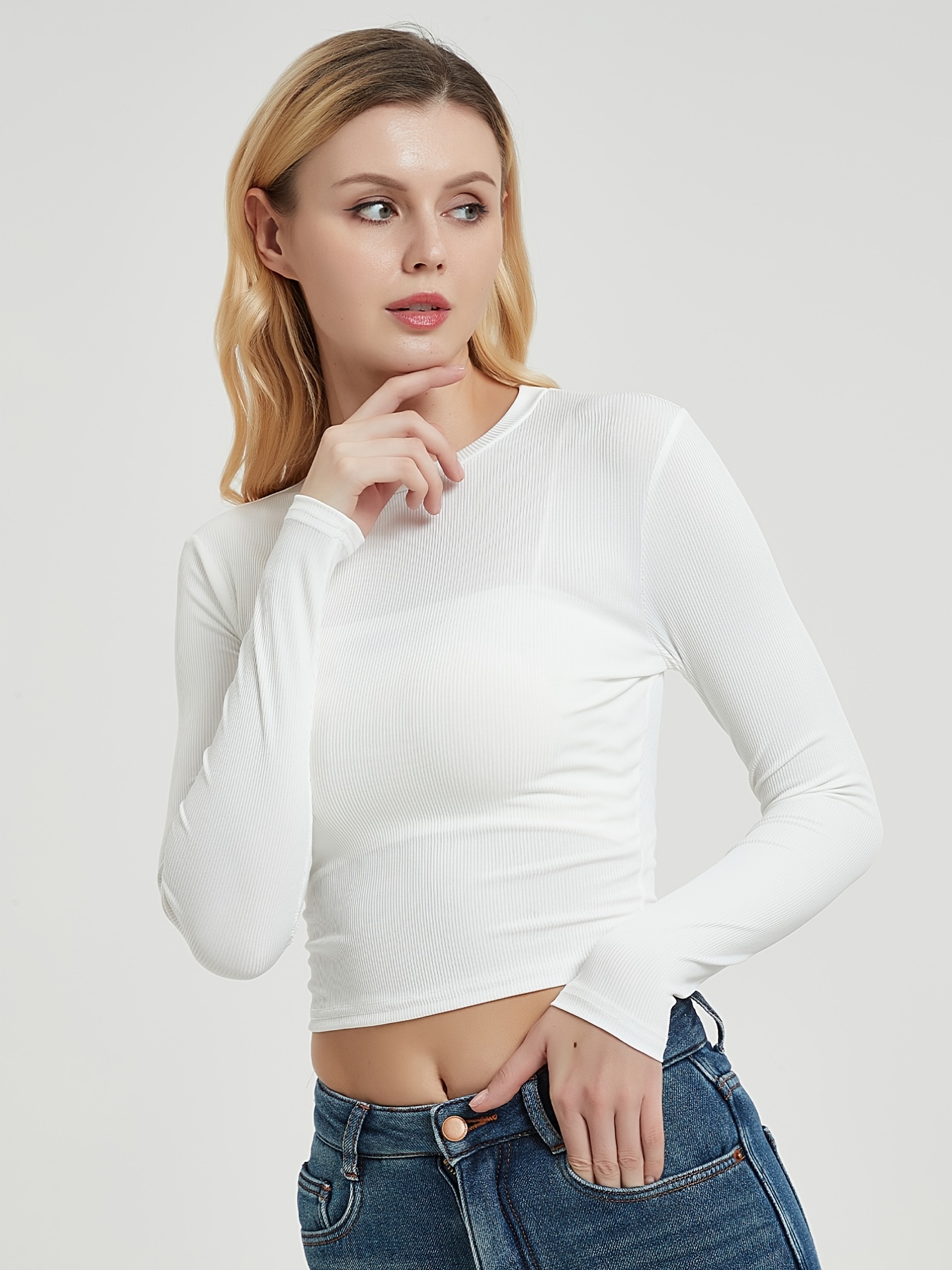 Long Sleeve Shaping Crop Tops Front Buckle Support Top - Temu Canada