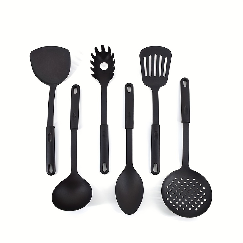 6pcs Kitchen Cooking Utensils Set, One-piece Plastic Nylon Cookware,  Non-stick Pan Spatula Spoon Set