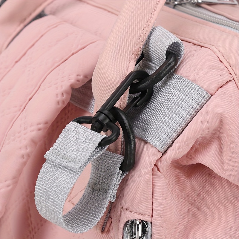 trendy plain color   portable mother backpack large capacity backpack with independent bottle insulated compartment hangable stroller bag details 12