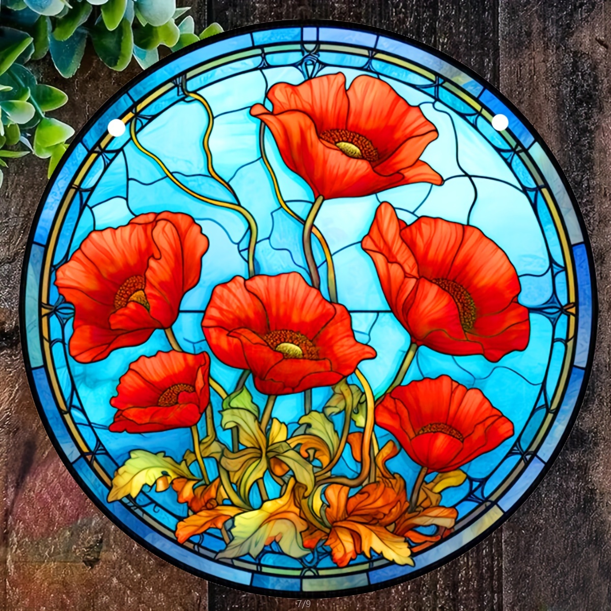 Stained Glass Pattern, Scarlet Flower Suncatcher