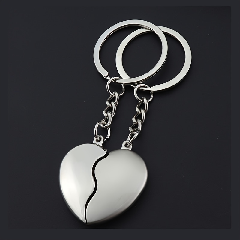 Couples Heart Keychain Magnetic Matching Alloy Key Chain - Temu Canada