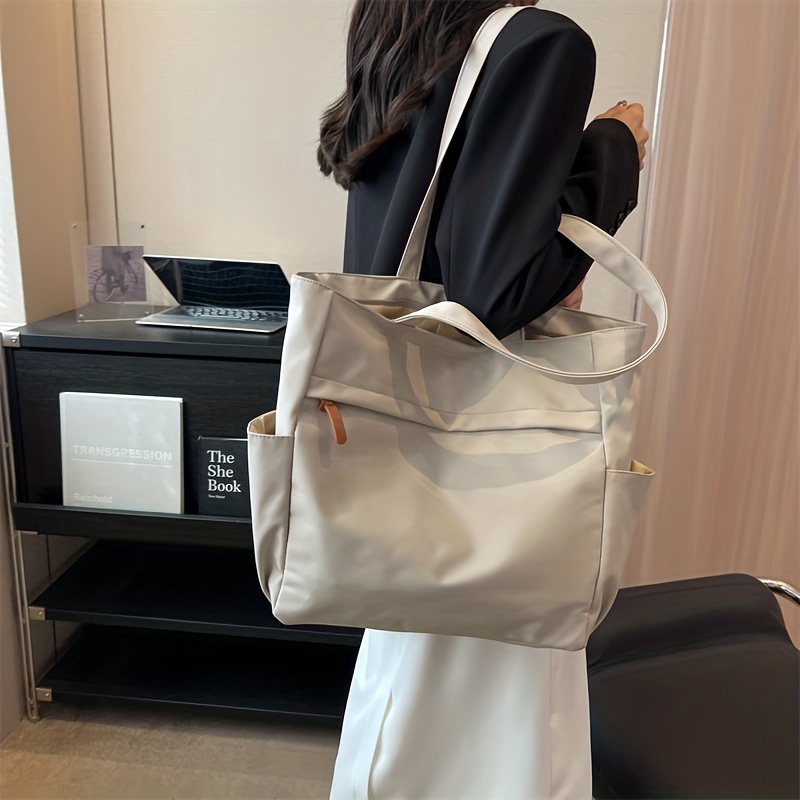 Women's Minimalist Tote Bag Solid Color Casual Shoulder Bag - Temu