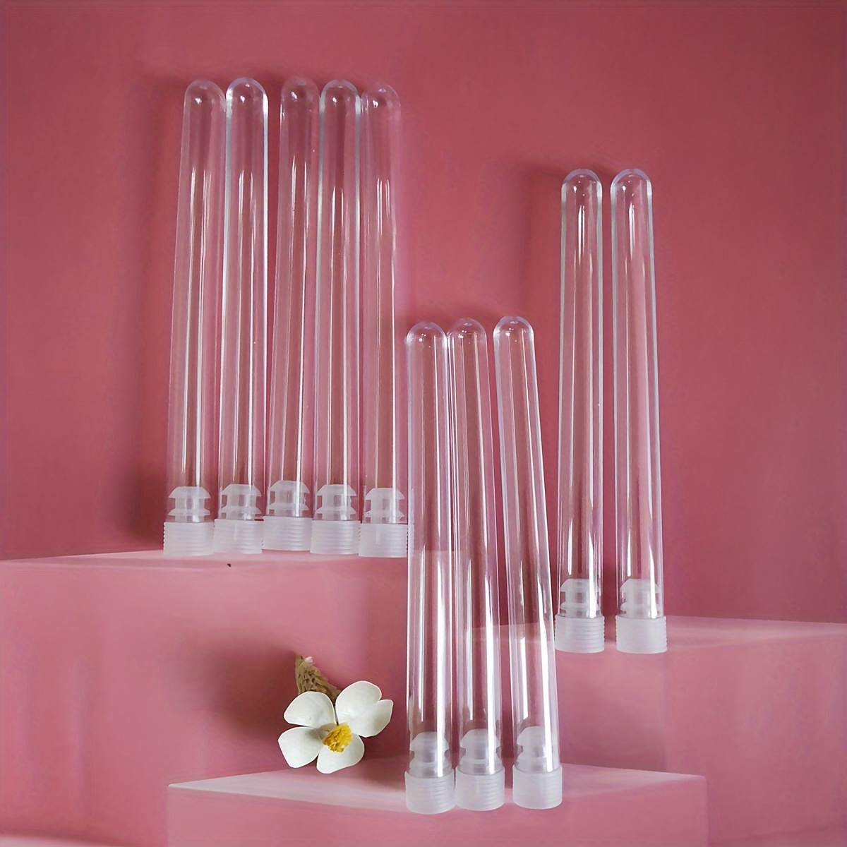 10pcs 115ml/3.8oz Clear Plastic Test Tubes With Caps,150 X 33mm Flat Large  Test Tube For Birthday Goodie Bags,Bath Salt,Halloween Party Decoration,Can