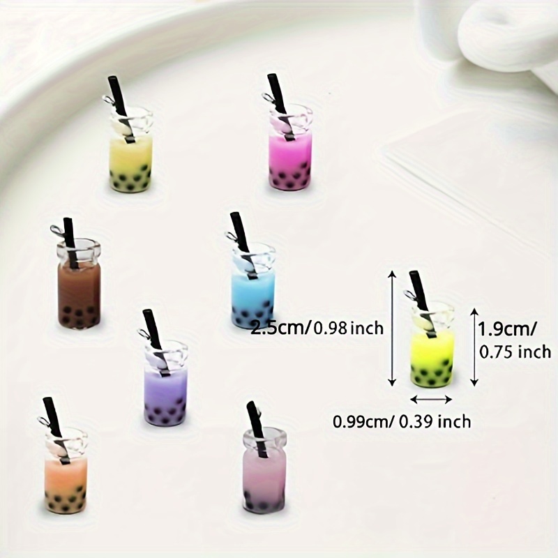 Boba Tea Charms Mini Boba Tea Keychain for Jewelry Making Cute Milk Tea  Charms with Fruit Juice Colorful Resin Boba Bottle Charms Pendant for DIY