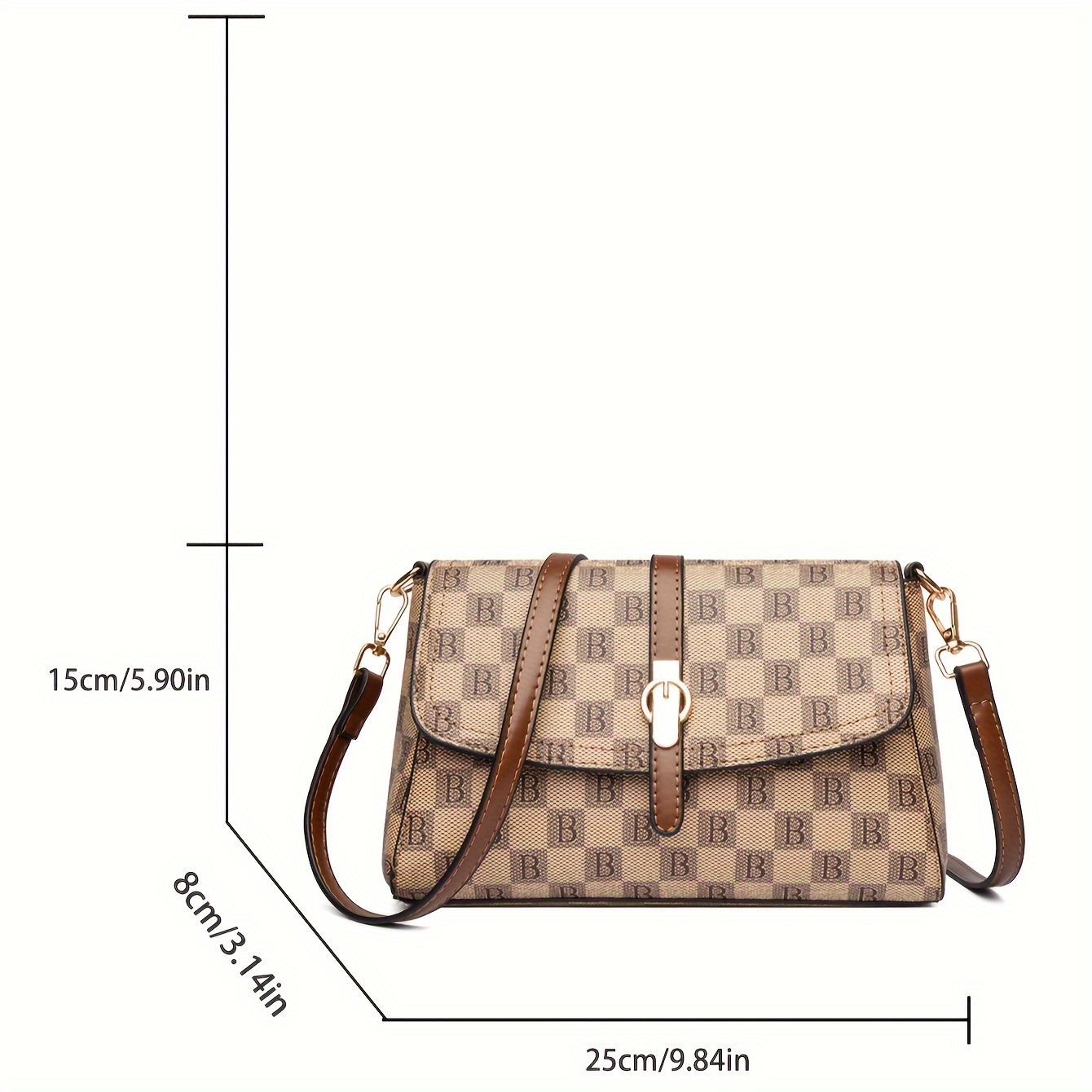 Letter & Plaid Printed Square Crossbody Bag For Fashionable Women