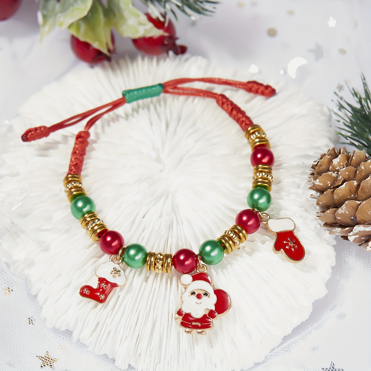Rsaveld Charm Bracelet Making Kit,Jewelry Making Kit,DIY Bracelet Making Kit,Christmas Ideal Crafts Toys for Girls,Snowman Santa Claus Bracelet Charms