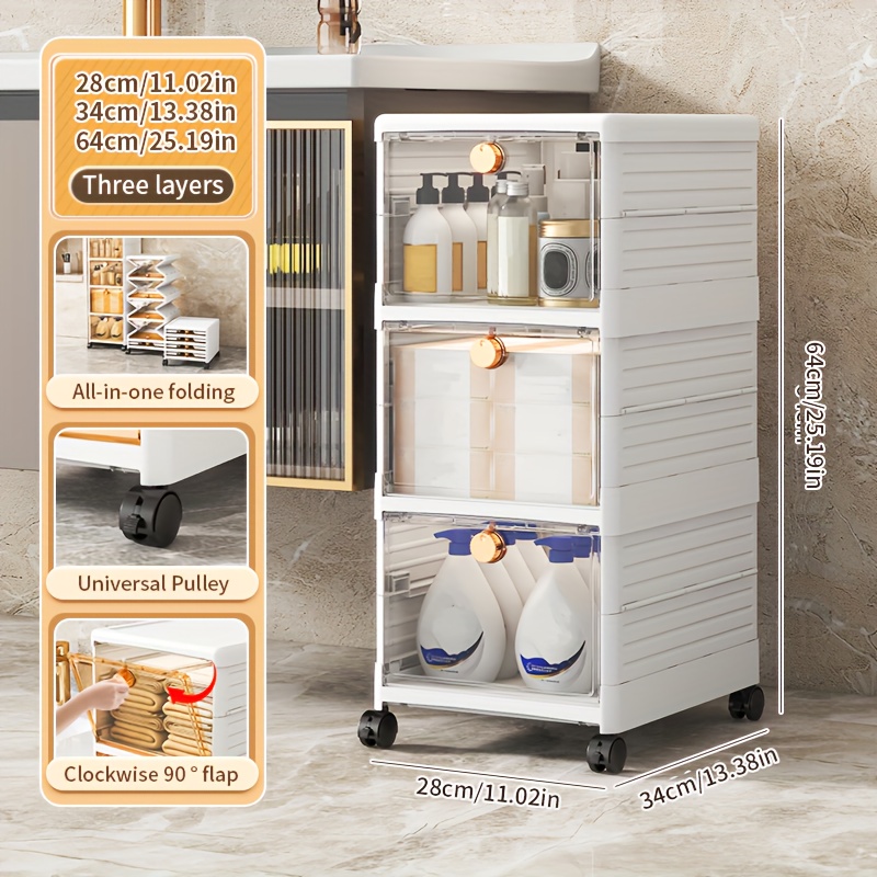 Foldable 5-Layer Storage Box Cabinet with Wheels