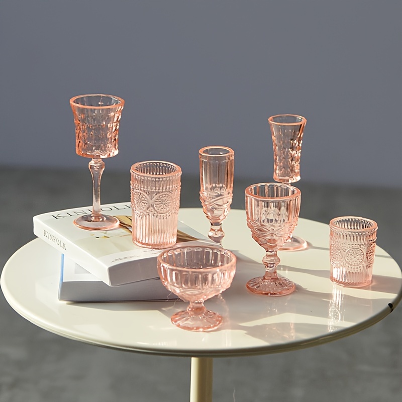 Pink Glass Wine Glasses 4oz, Set of 4, Pink Drinking Glasses, Wine Glasses  Bridesmaid, Pink Glassware, Wine Glasses, Vintage Glassware 