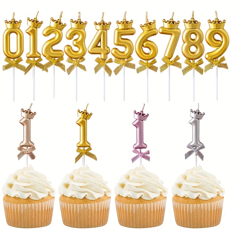 Set Velas Pastel Cumpleaños Número Dorado Decoración Pastel. - Temu