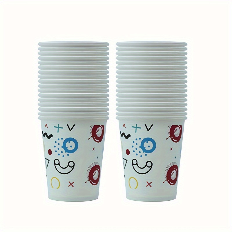 10pcs 250ml Thickened Paper Cup Donut Print Event Camping Party