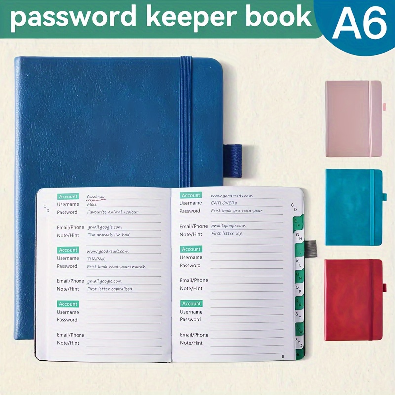 A6 Password Book Alphabetical Tabs Great Internet Password - Temu