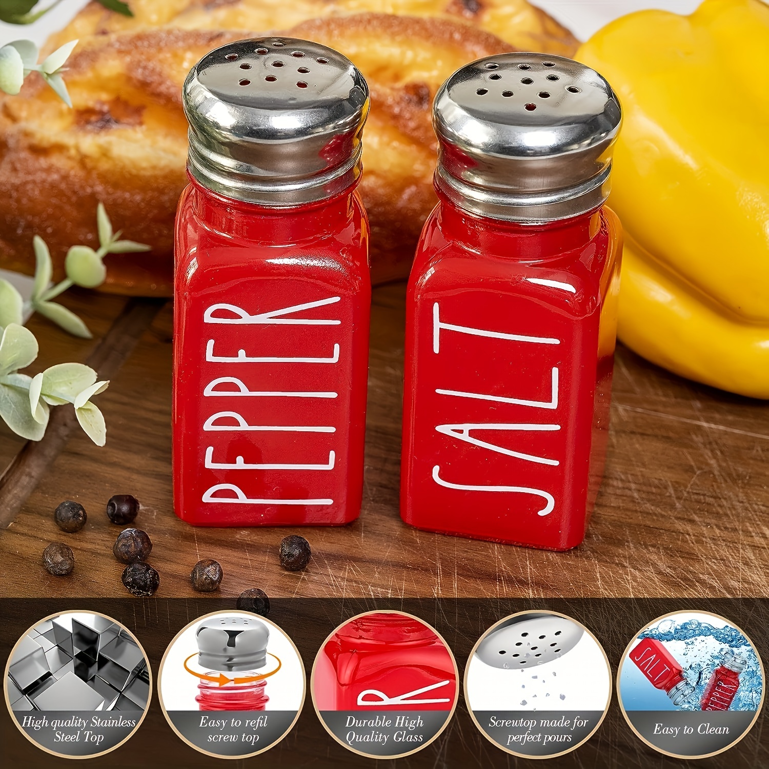 Refillable Salt & Pepper Shakers Set, Spice Bottles, - Container For Home,  Restaurant, And Picnic - Kitchen Accessories - Temu