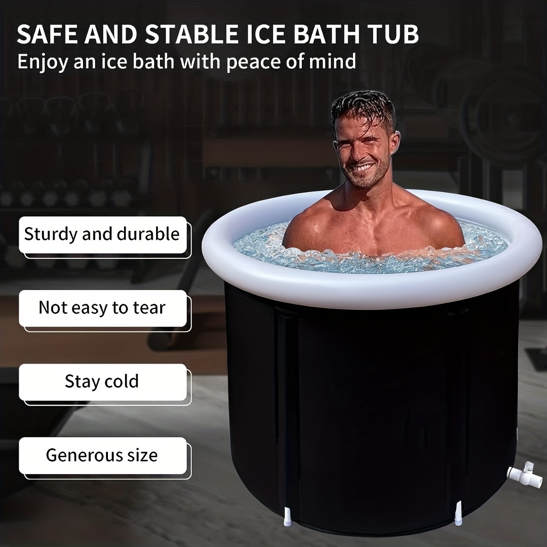 Bañera de hielo para atletas, bañera de hielo portátil con almohada de  baño, bañera de inmersión fría al aire libre, bañera de terapia fría para