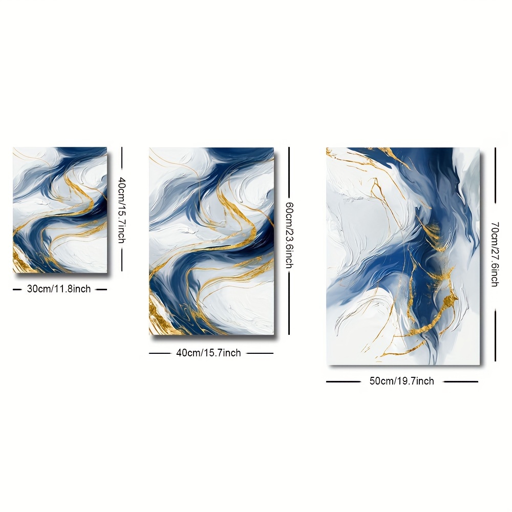 Modern Wall Art Painting Golden Blue Abstract Graphic Poster - Temu