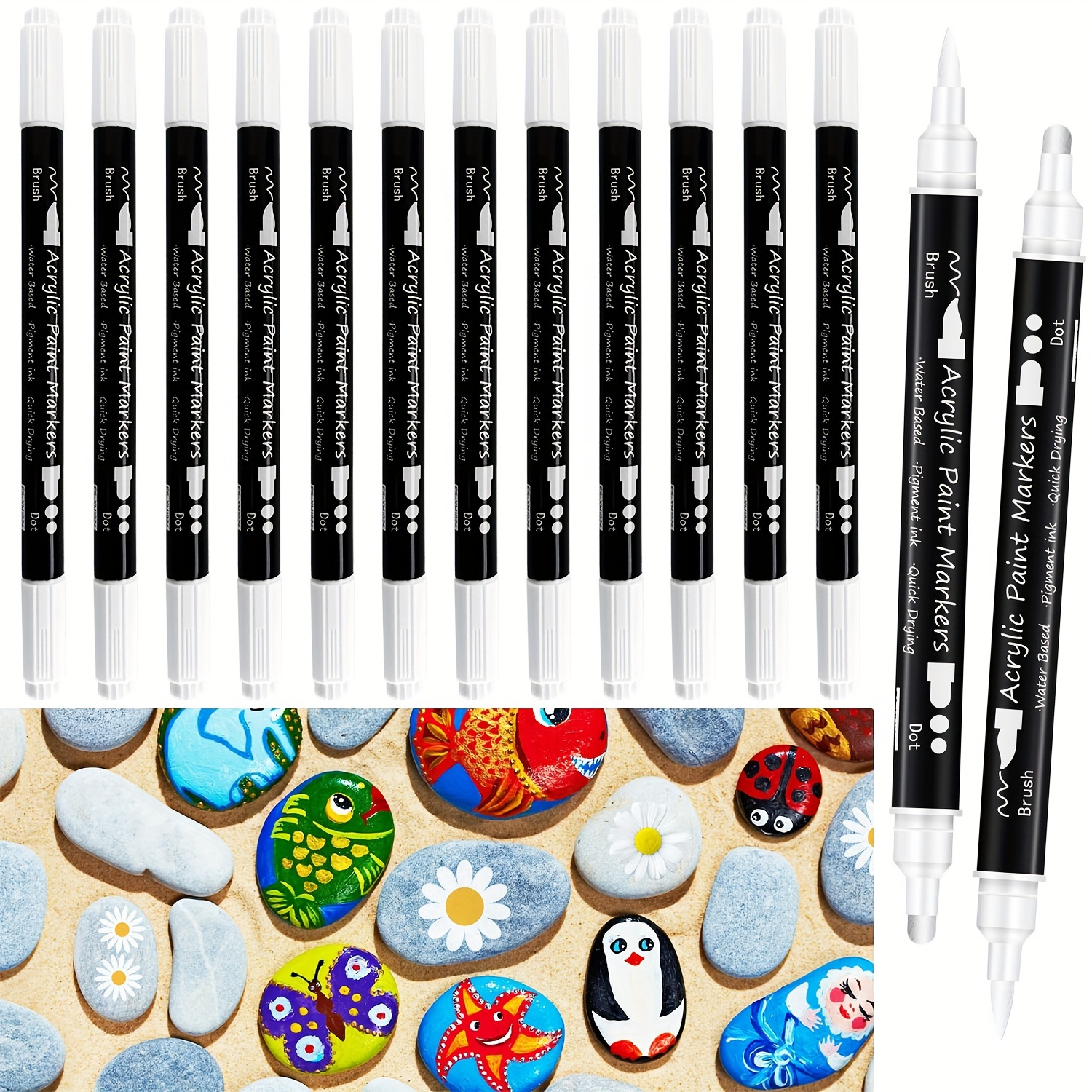 18 Pcs Acrylic Marker Pens, Waterproof ,Acrylic Pen For Rock Painting,  Stones And Eggs Glass, Wood, Canvas, Handcraft DIY Painting, Perfect For  Easter