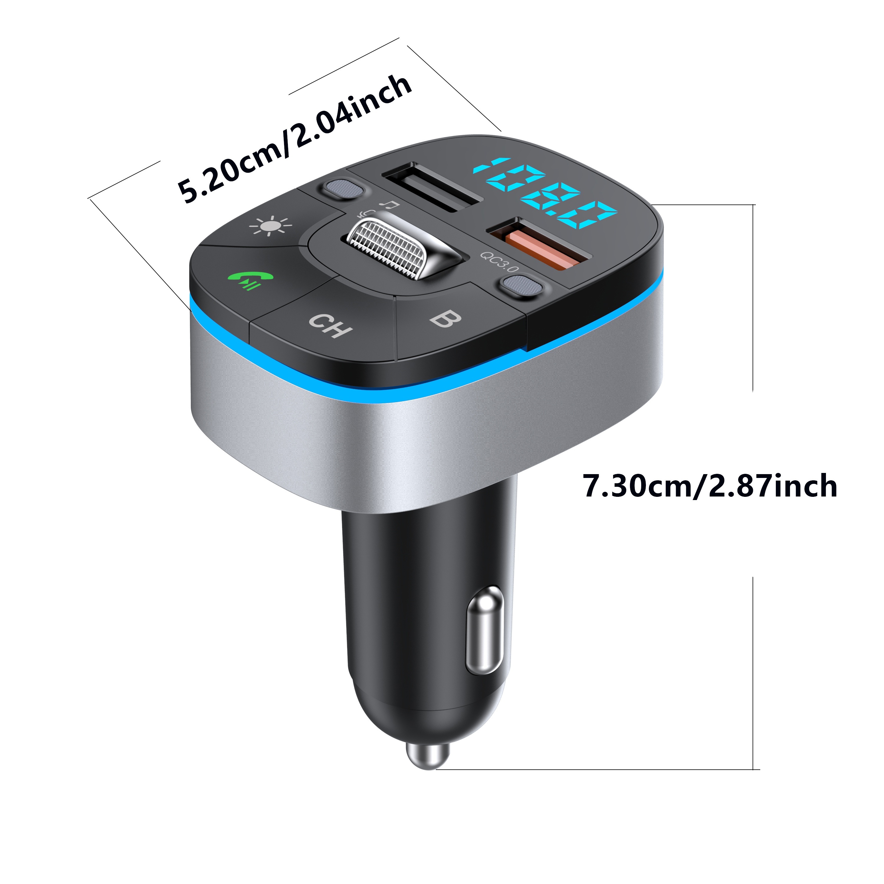 Auto Bluetooth 5,0 FM Transmitter Wireless Adapter Mic Audio