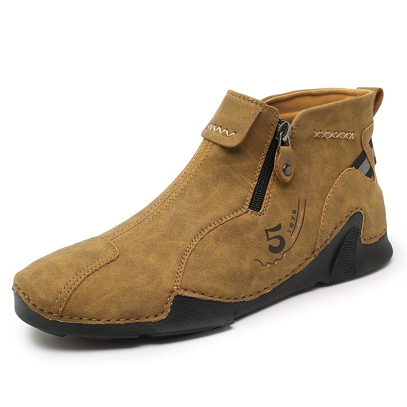 Casual Ankle Boots Men s Solid Side Zipper Wear resistant - Temu Australia