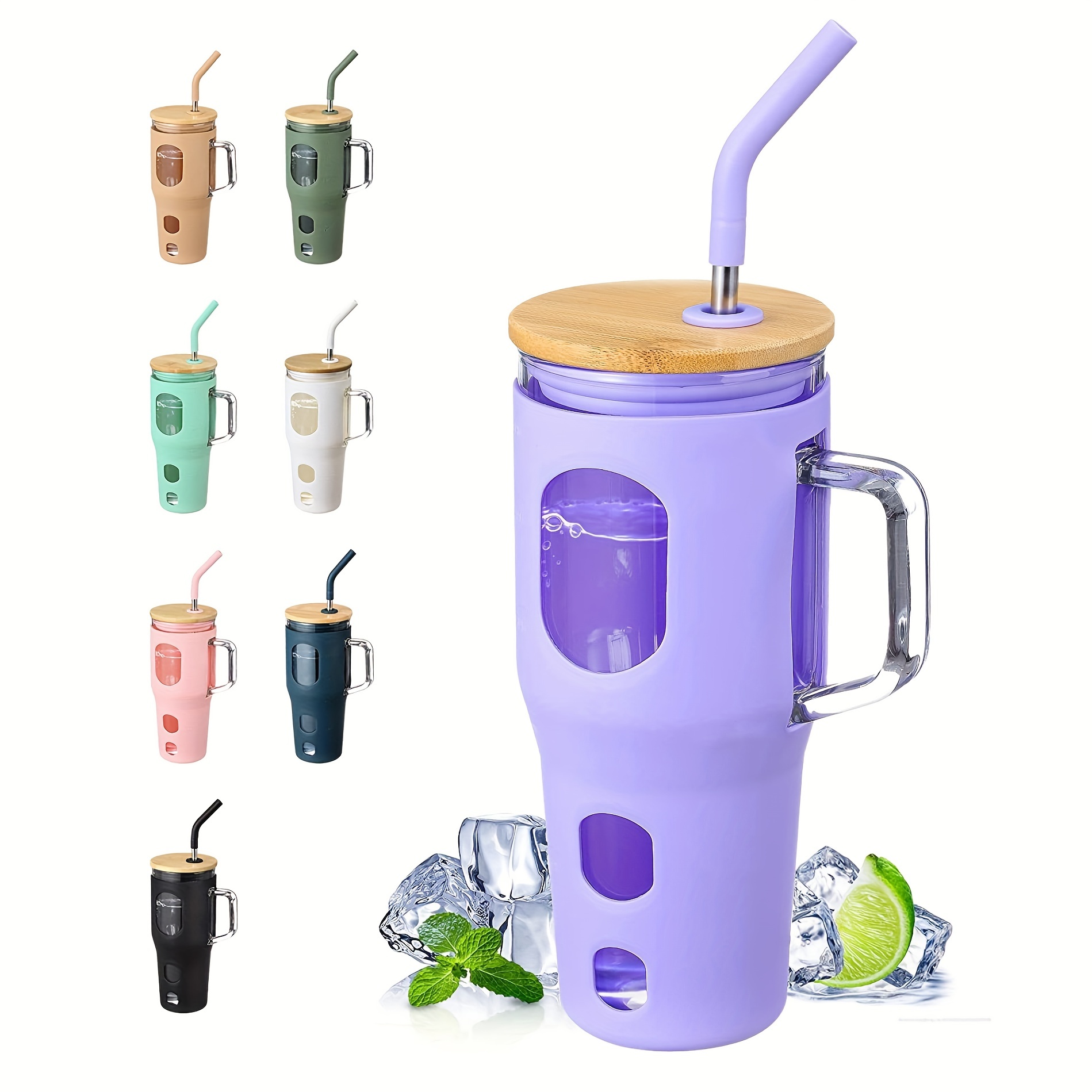 Reusable Straw Tumbler With Handle And Straw Brush -insulated Double-wall  Stainless Steel Water Bottle, Birthday Gift - Temu