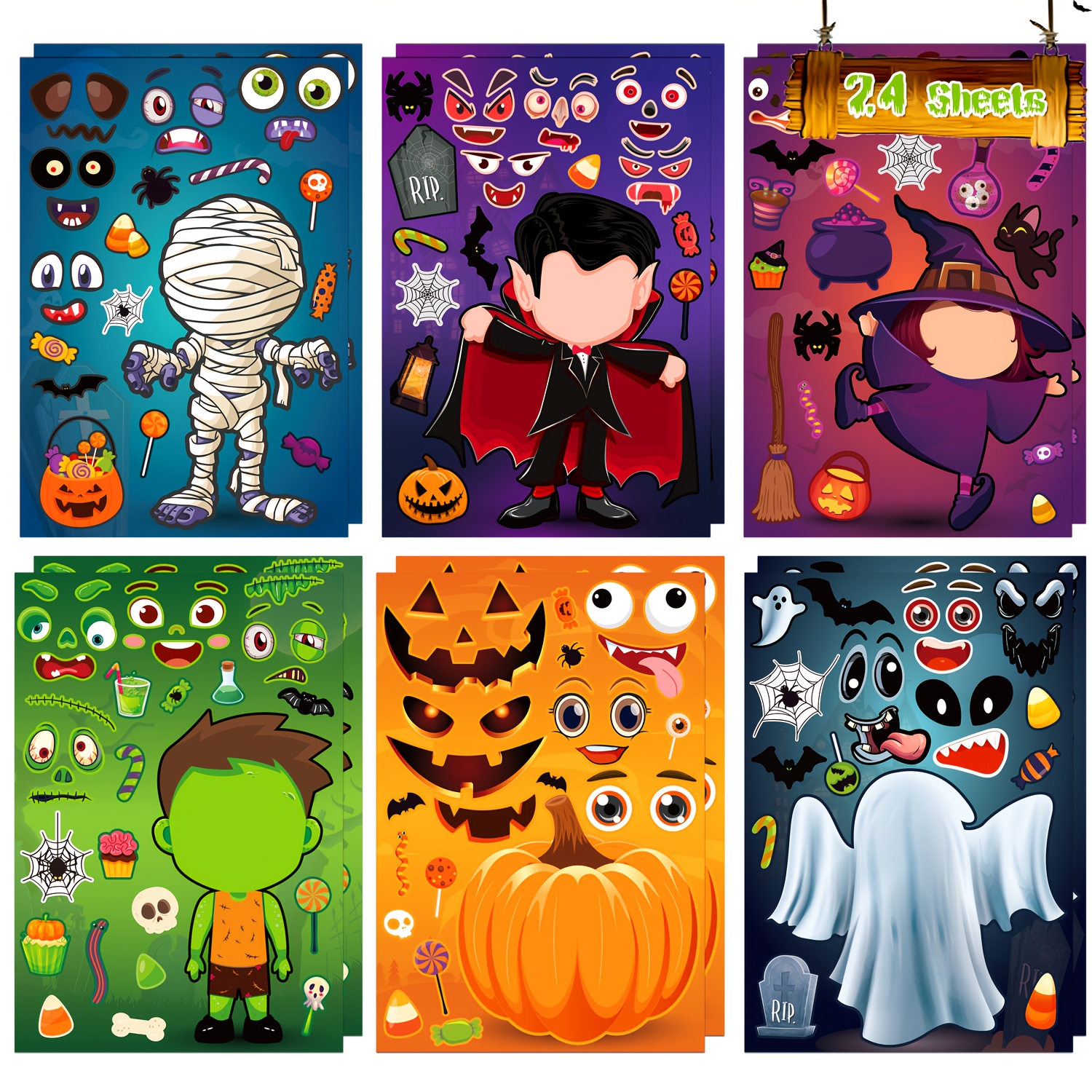 Diy Halloween Party Game Stickers - Pumpkin,, Vampire, Zombie & Designs - Crafting & Decorating