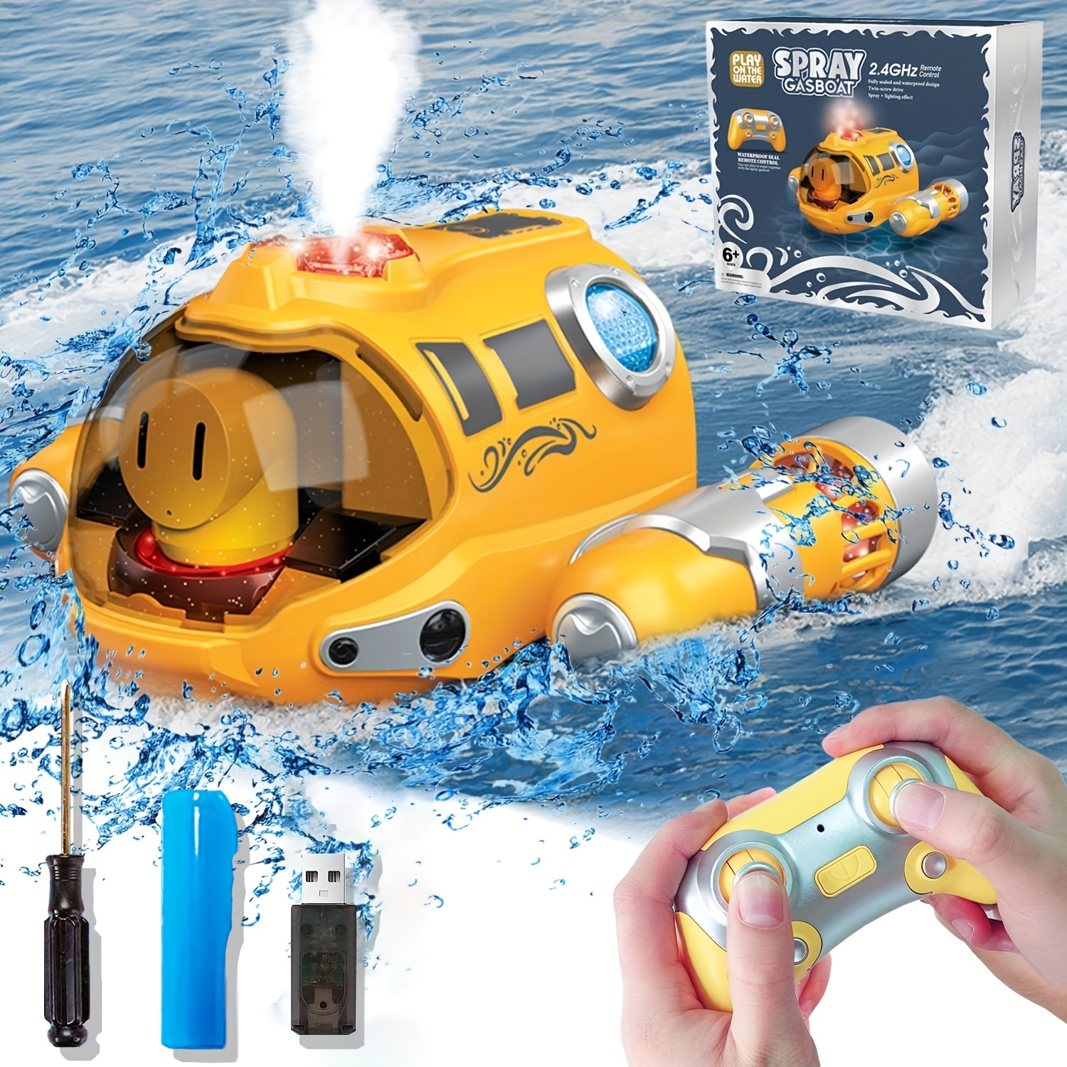 Toddler Bath Toys Bathtub Toy - Kids Floating Water Spray Toy Fun Bathtime  with Boat, Plice Car,Fire Truck and Plane Plastic Toy for Baby Boys and