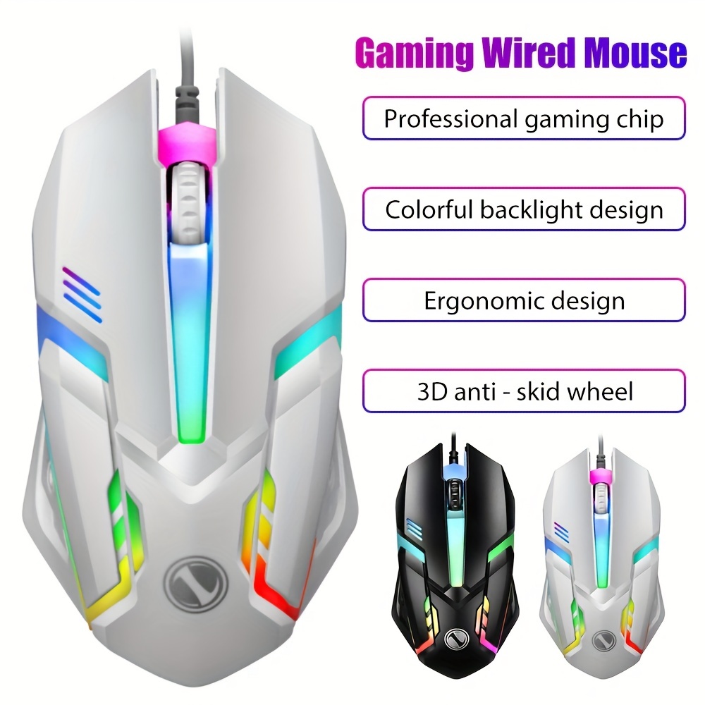 Gaming Mouse Wired,6 Buttons, 4 Adjustable DPI Up to 3200 DPI, 7 Circular &  Breathing LED Light, Multifunction Wired Mouse Used for Games and Office