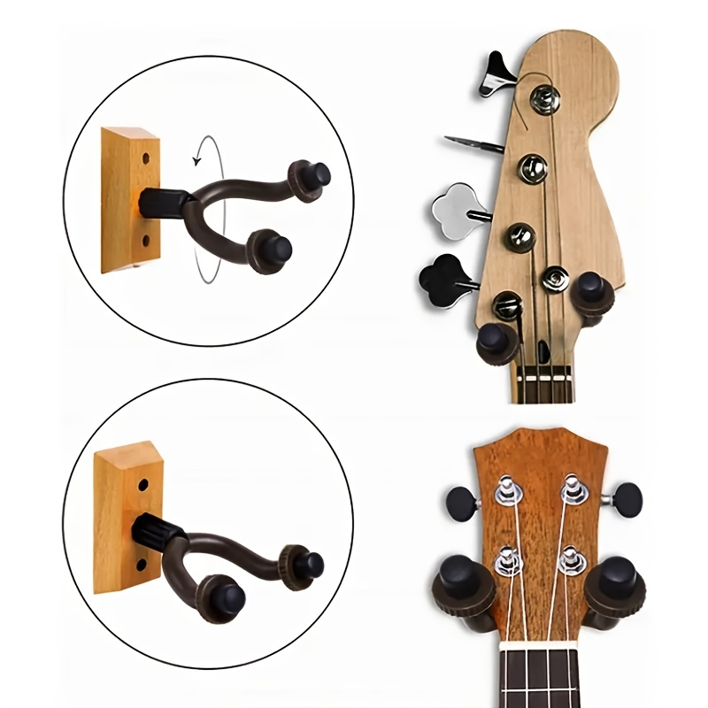 Guitar Wall Mount Hanger, Guitar Hanger Wall Hook Holder Stand Display with  Screws Easy to Install, Fits All Size Guitars, Bass, Mandolin, Banjo