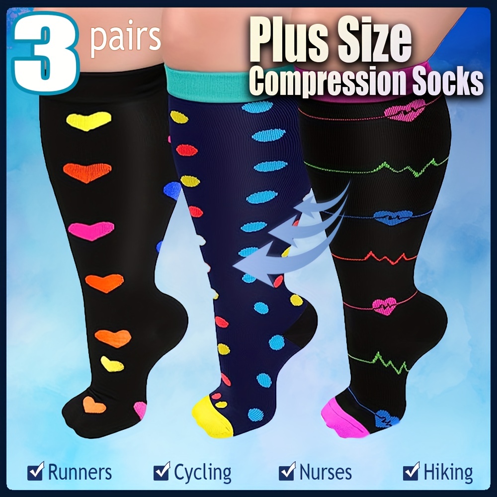 Pair Plus Size Knee High Compression Socks Men Women Medical Stockings  XL-7XL