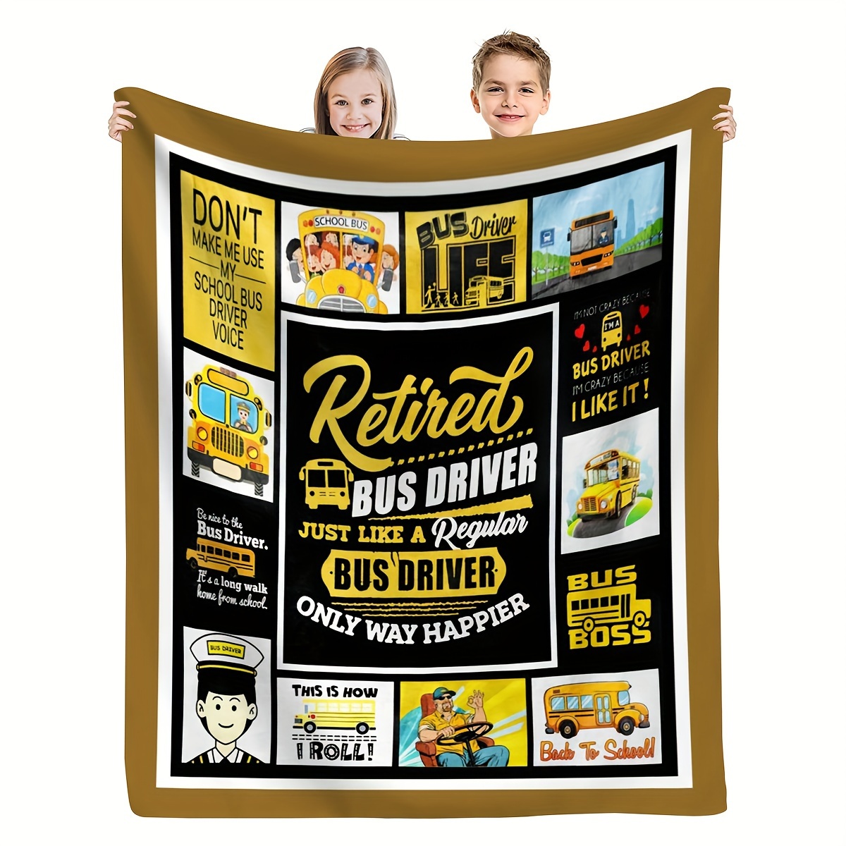 Bus Driver Appreciation Gifts Blanket 60x50 - School Bus Driver Gifts  Throw Blanket - Birthday Graduation Gifts for Bus Drivers Blankets - Back  to