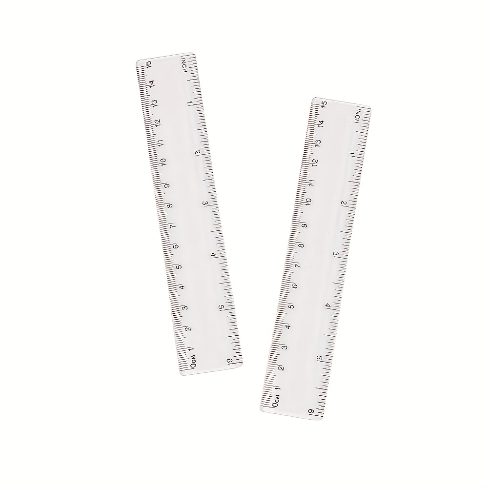 10pcs/pack Clear Plastic Ruler 15cm 6 Inch Straight Ruler Transparent  Plastic Ruler Kit Measuring Tool For Student School Office