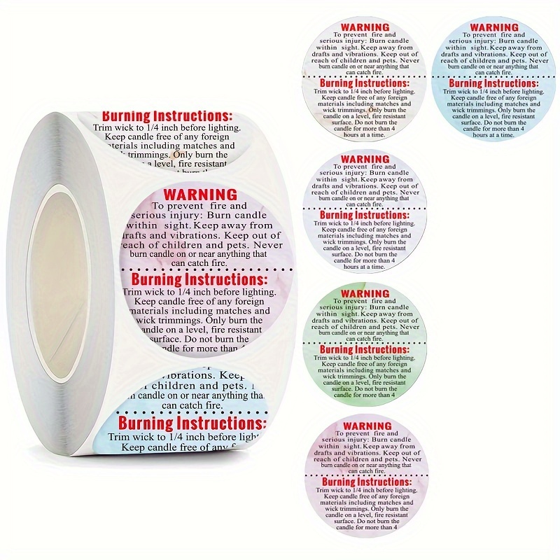 Candle Warning Labels Round Candle Safety Labels Stickers - Temu