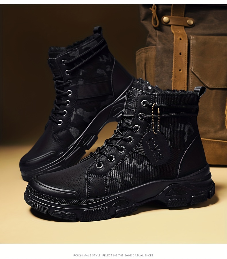 Mens Camouflage Sturdy Work Boots Lace Up Boots Comfortable And ...