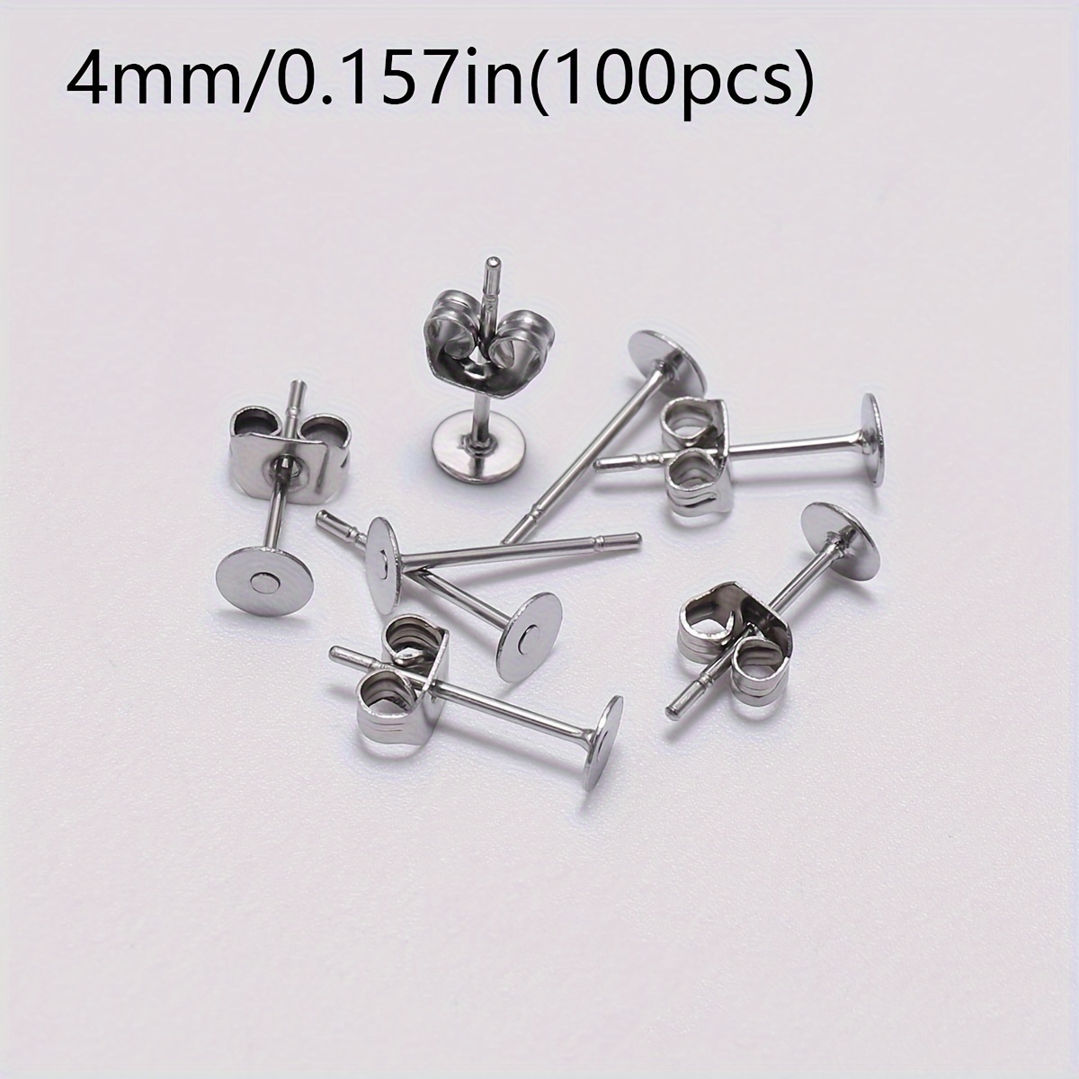 TEMU 2D Flat - Schmuck Zubehör Edelstahl Ohrringe, Ohrstecker, Flache Ohrringe mit Schmetterling Ohrstöpsel, 100 Sets/Pack