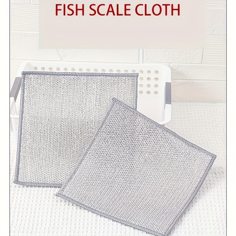 Dishwashing Towel, Double-sided Silver Wire Dishwashing Towel, Thickened  Non-stick Oil Dishwashing Rag, Cleaning And Decontamination Steel Wire  Dishwashing Cloth, Fruit Washing, Fish Scale Cloth, Kitchen Cleaning,  Kitchen Essentials - Temu